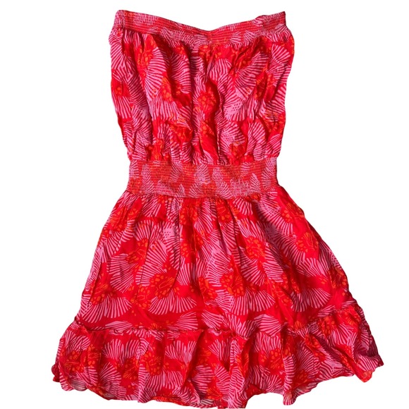 Karina Grimaldi Red Butterfly Print Mini Dress Strapless Tassel Revolve M‎ - Picture 3 of 9